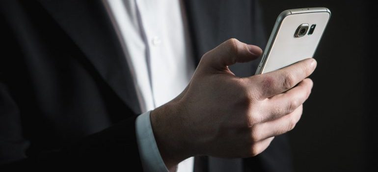 Businessman looking at his phone.