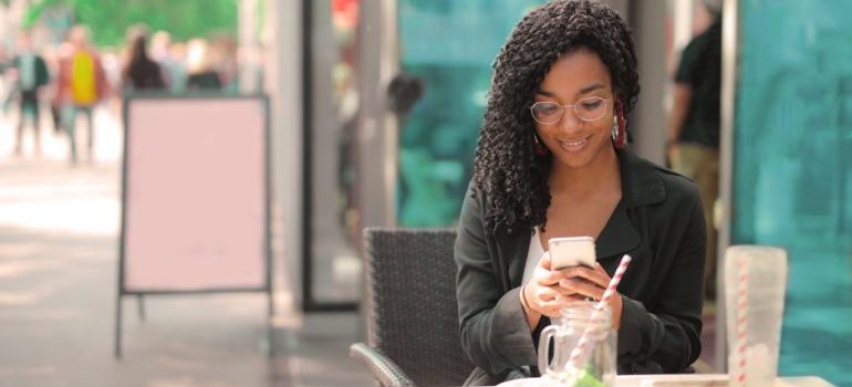 Woman looking at her phone