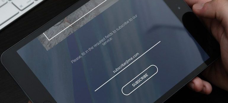 Subscription form on a tablet
