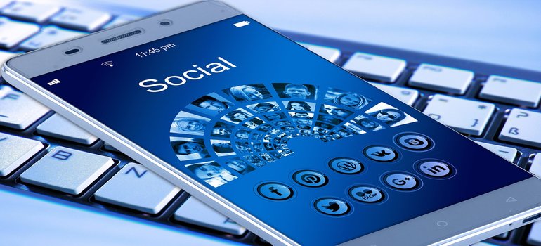 A phone showing social media networks