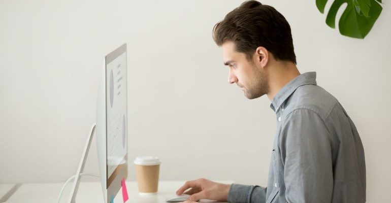 Person looking at laptop