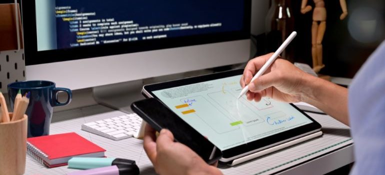 Person working on website development.