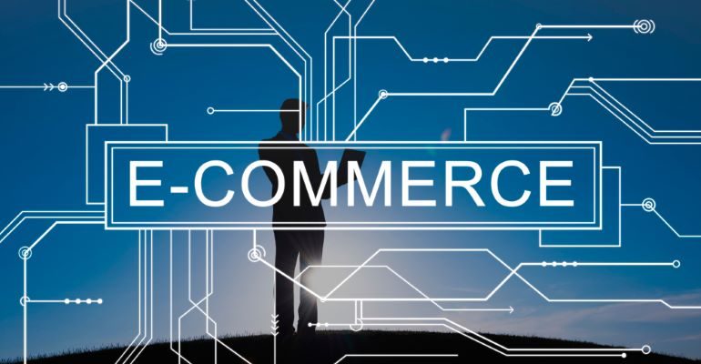 e-commerce with different motherboard patterns emerging from it.