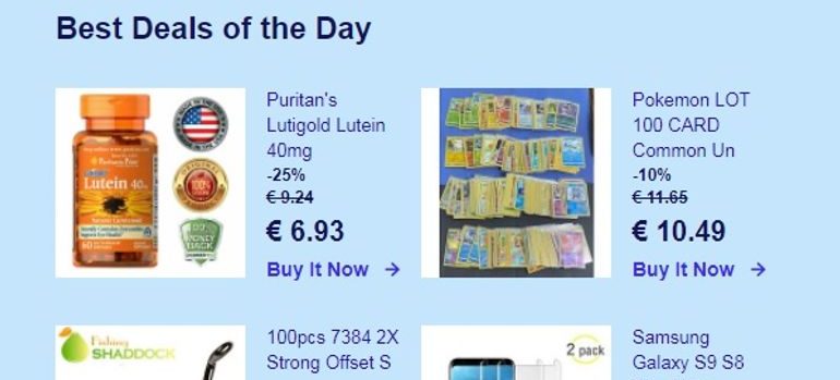 An Ebay promotional email that suggests products.