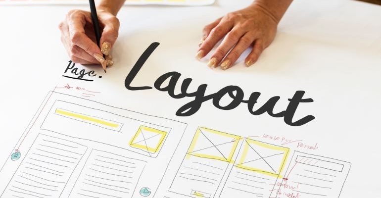 A schematic of a page layout for a website.