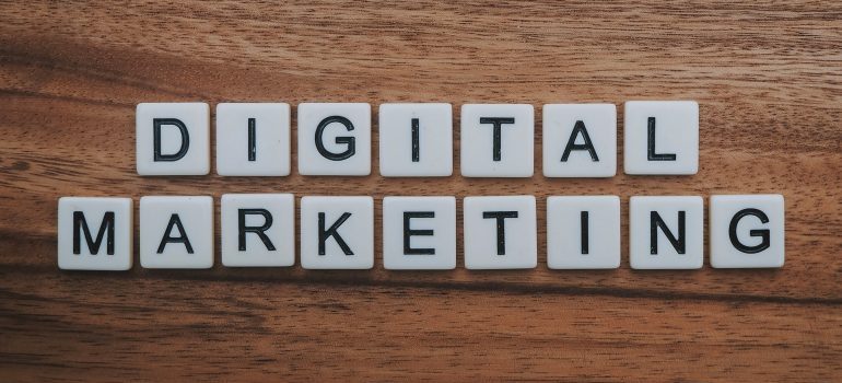 letters that spell the words digital marketing