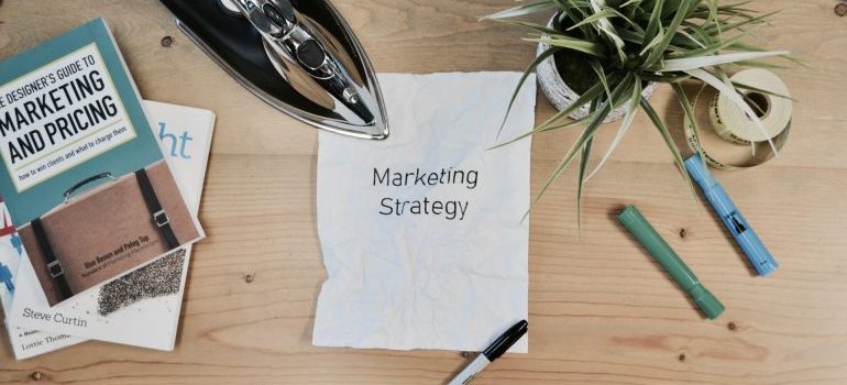 marketing strategy written on a piece of paper