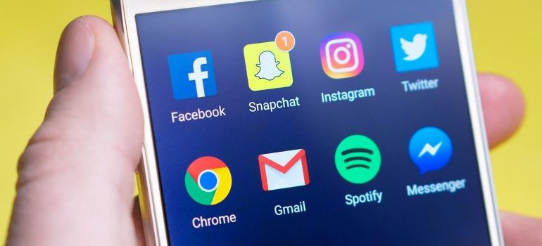 Social media apps displayed on smartphone.