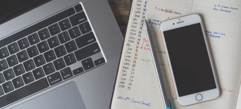 Notebook with KPI for landing page metrics.