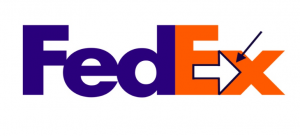 The logo of FedEx.