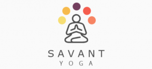 The logo of Savant Yoga, featuring a human figure in a yoga pose.
