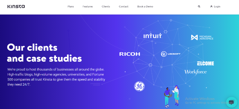The portfolio page of Kinsta.