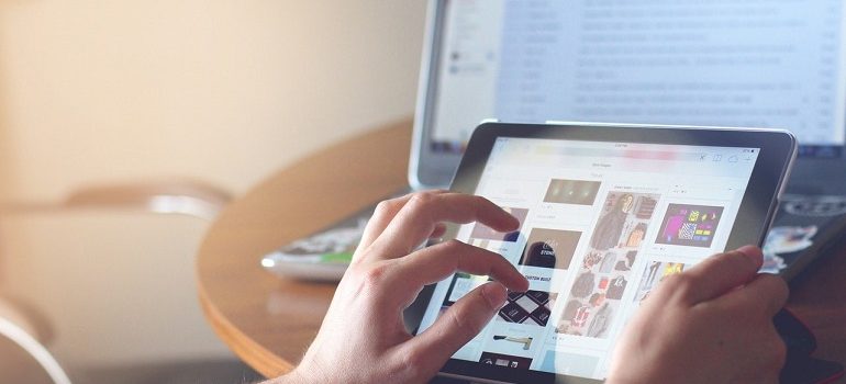 Person looking up local business on social media platform.