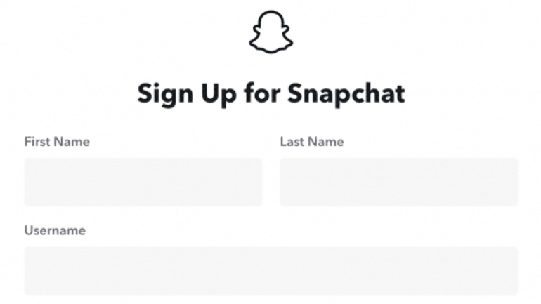 A screenshot of Snapchat’s sign up page.