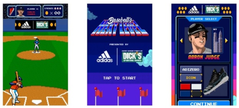 Adidas Snapchat ads using a retro videogame aesthetic.