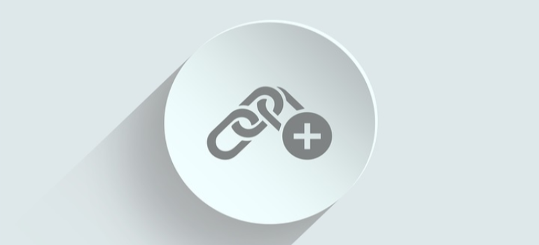 An illustration of a hyperlink symbol on a white button.
