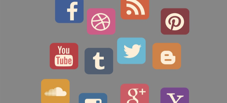 A collection of social media platform icons.