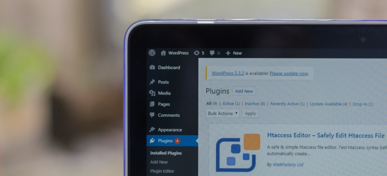 Upper left corner of a computer screen with a WordPress plugins page opened on it