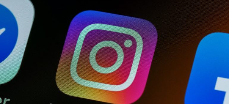 Instagram icon on the screen.