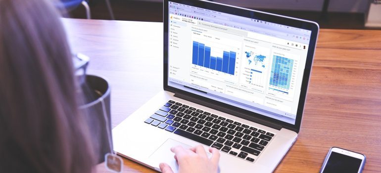 A person checking stats through Google Analytics