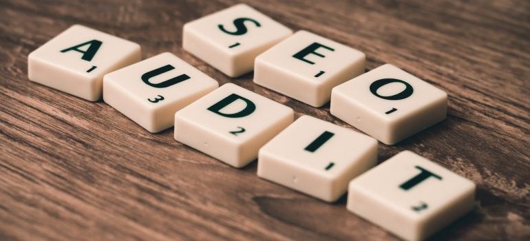 Blocks spelling the phrase ''SEO audit''