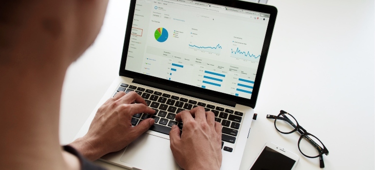 Person using Google Analytics on their laptop