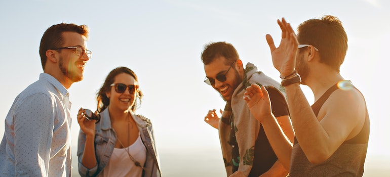 A group of young adults having good time together