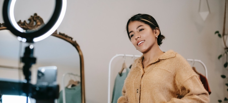 Influencer recording content for their social media platform