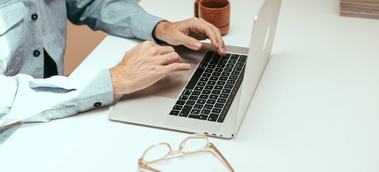 A person using a laptop