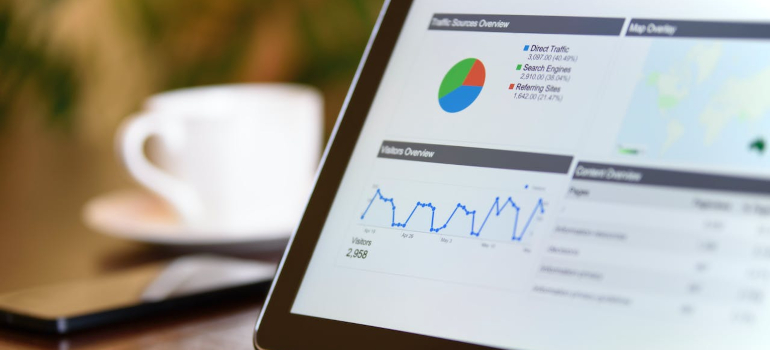 laptop screen with analytics