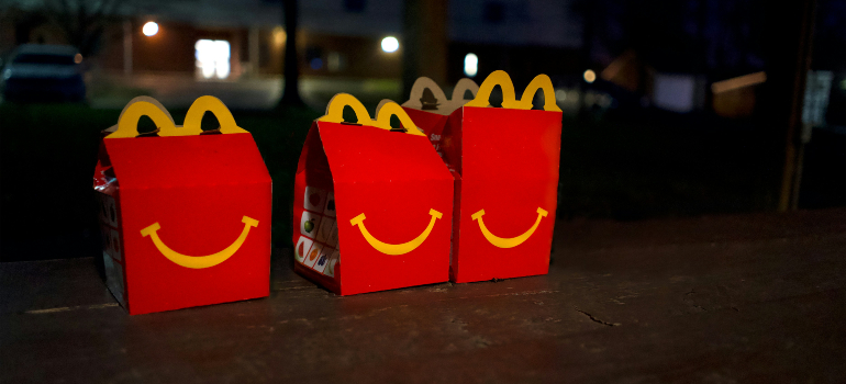 McDonald lunch box with smiles. 