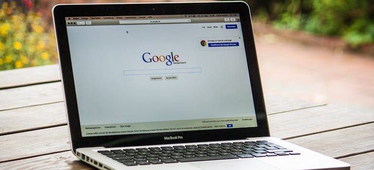 a laptop with Google search open