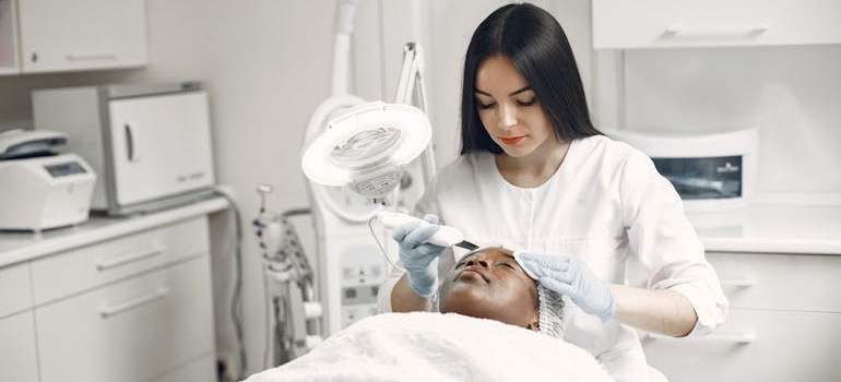 A person at an aesthetic clinic getting a treatment