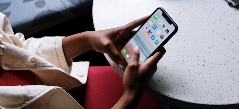 A person using a smartphone