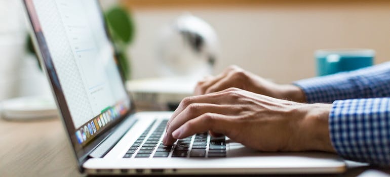 A person using a laptop