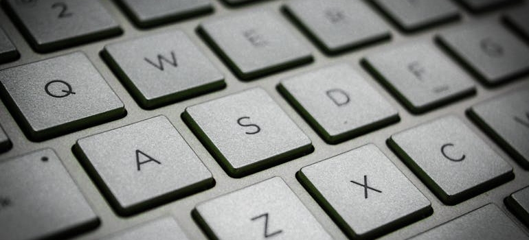 A part of a gray keyboard 