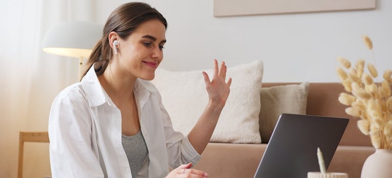 A person attending an online therapy session
