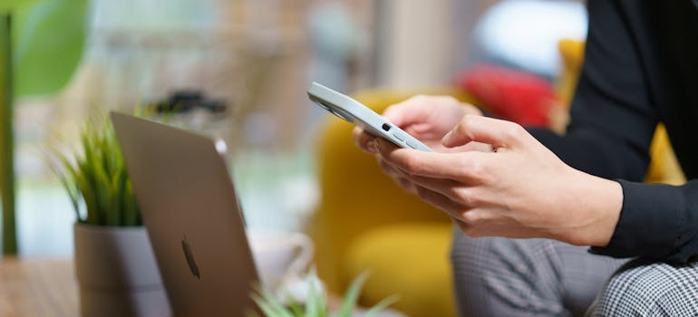 A person using a smartphone