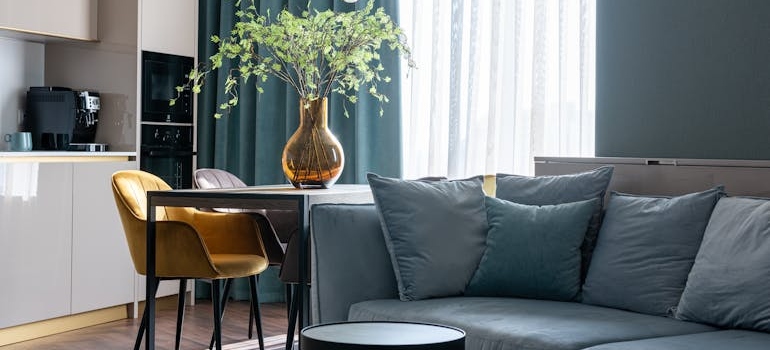 The interior of a sober living house