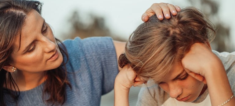 A parent talking to their child