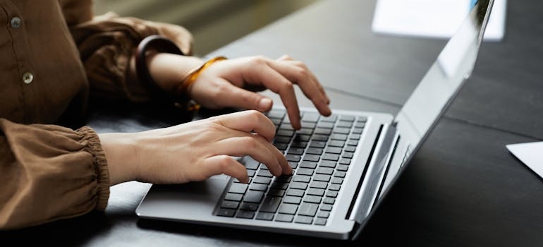 A person using a laptop