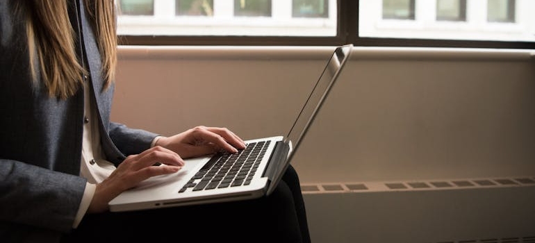 A person using a laptop