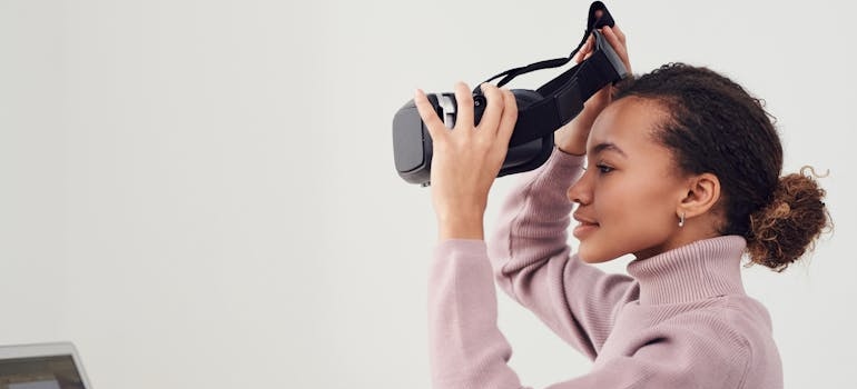 A person using VR goggles