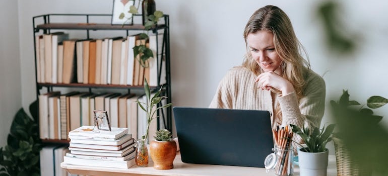 A person reading an email