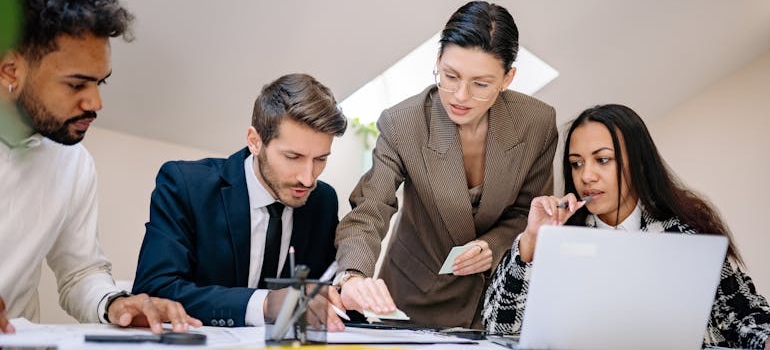 A marketing team discussing websites for people in emotional distress